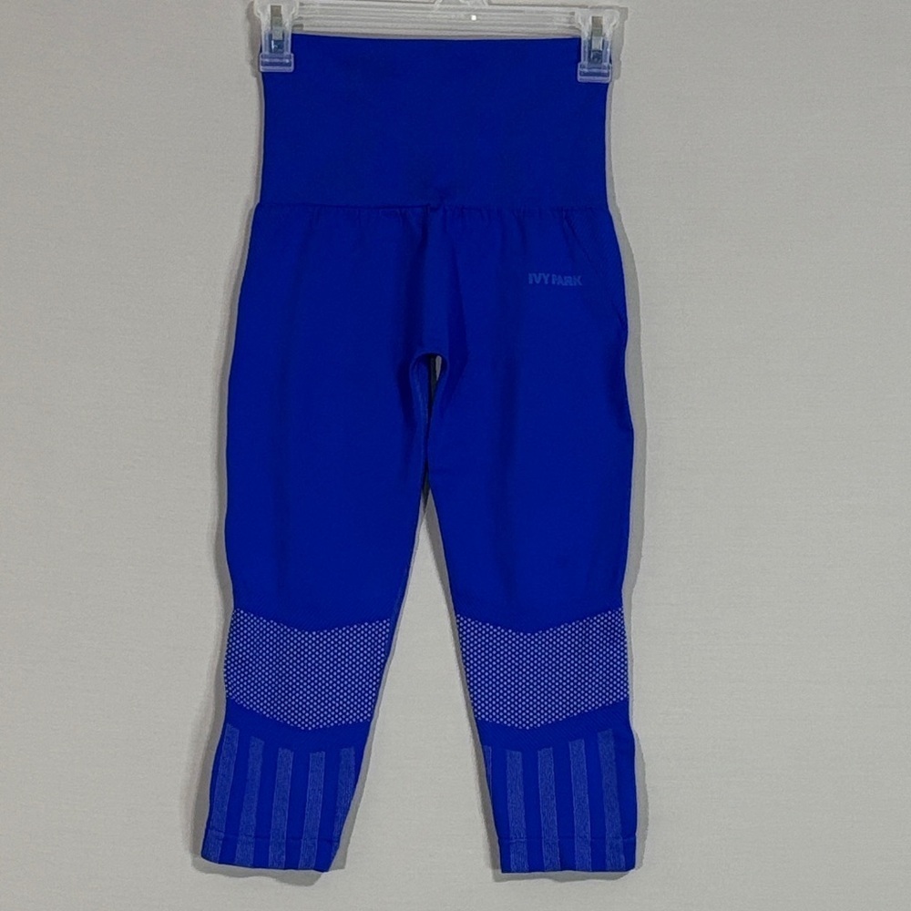 Ivy Park Blue Seamless High Waist Crop Leggings S/M Performance Athletic